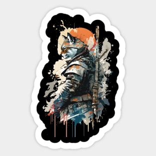 Cat Painting in Samurai Armor Sticker